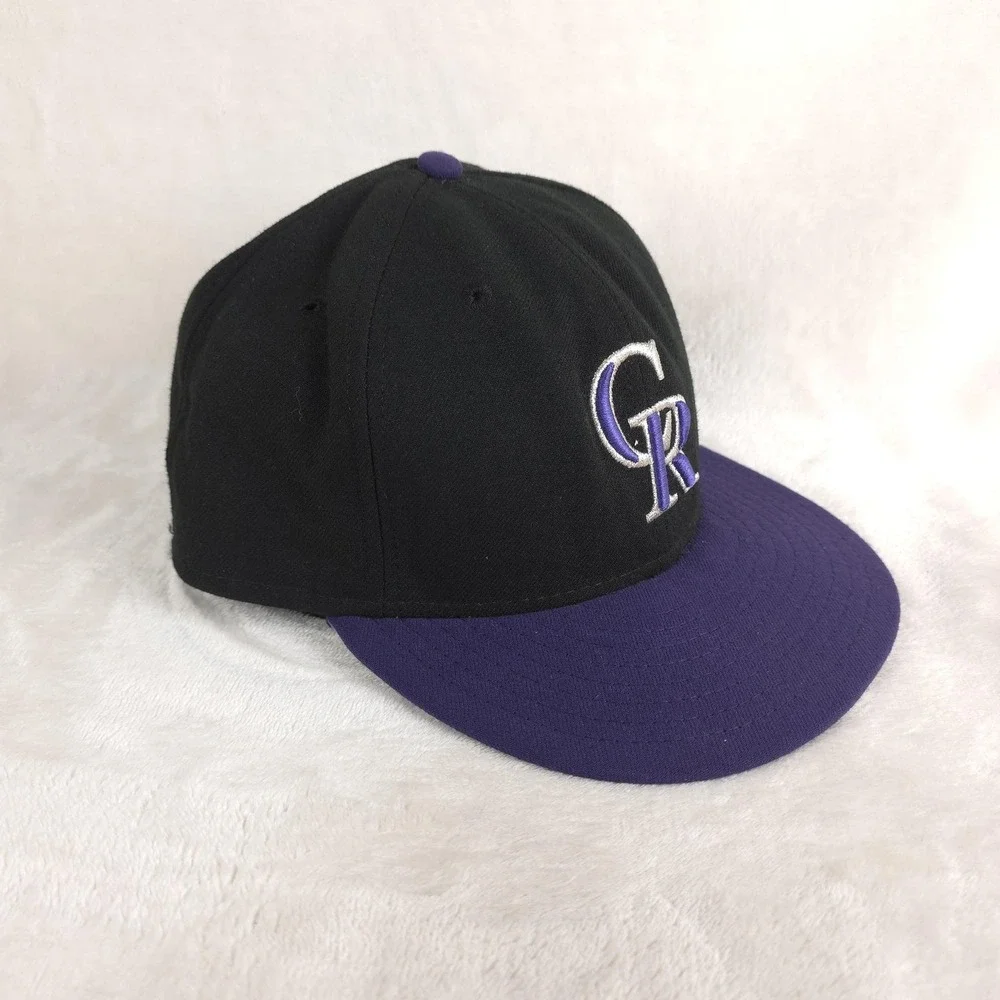 Colorado Rockies Hat On Field Players Cap Fitted Mens 7‎ 5/8 Purple MLB Baseball